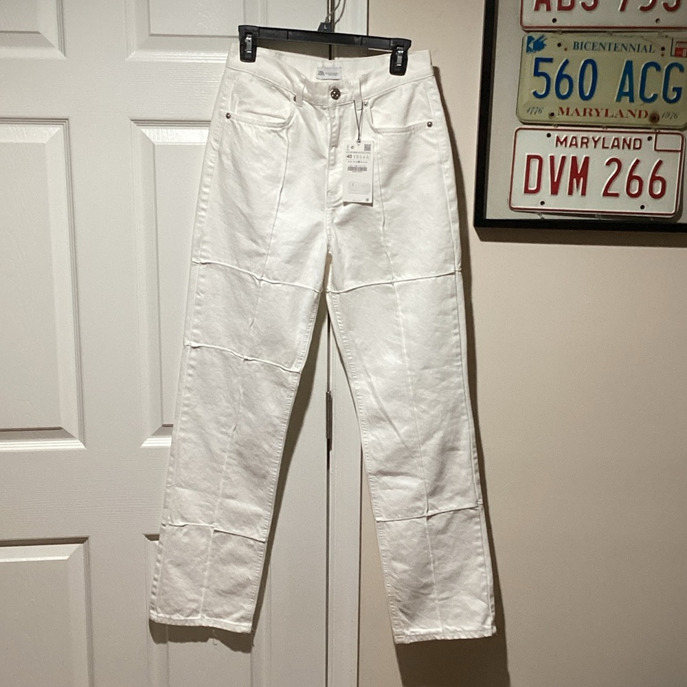 Zara Cream Patchwork Jeans - Size 8